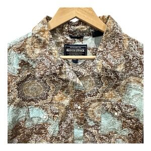Panhandle Slim Shirt Womens XXL Rough Stock Paisley Pearl‎ Snap Western Cowgirl